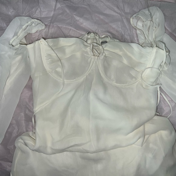 HOUSE OF CB 'Babydoll' Ivory Chiffon Cutout Halter Mini Dress